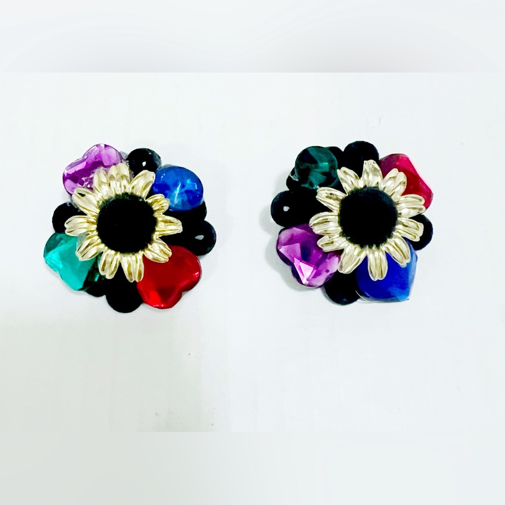 Vintage Floral Multicolor clip on earrings
